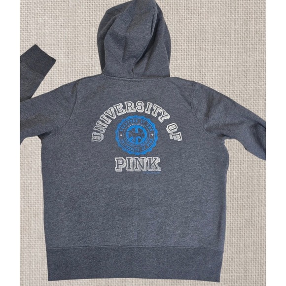 Victoria's Secret PINK University of Pink Graphic Full Zip Hoodie Gray Size L - Picture 6 of 11